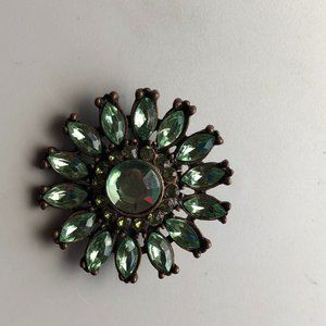 Large Green Glass Stone Brooch Pin